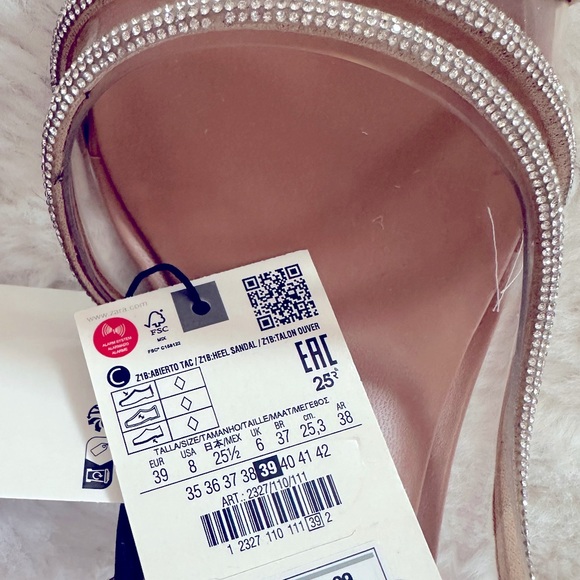 NEW - Zara Women's Tan Strappy Rhinestone High Sandal Heels EU Size 39 / US 8 - Picture 8 of 12